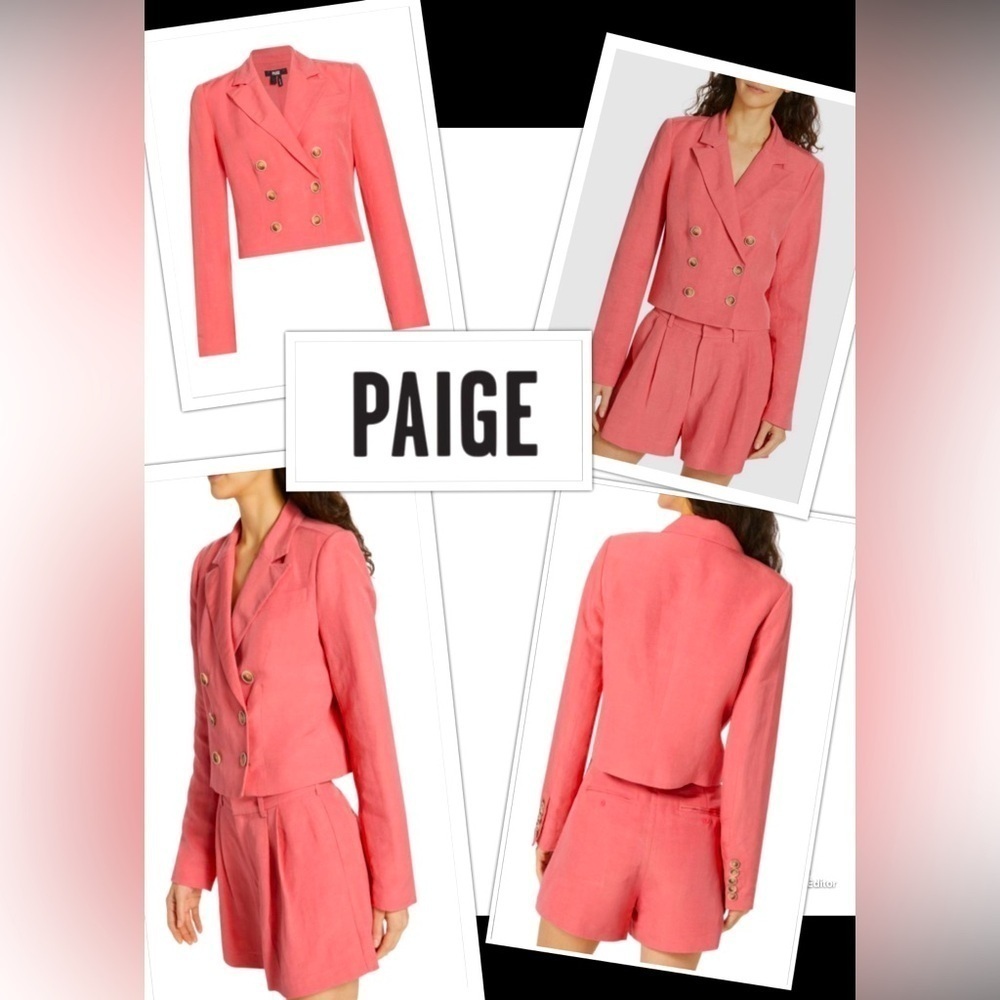 New PAIGE Y2K Style Linen Blazer Crop Boxy Fit, Academia classic Size 14